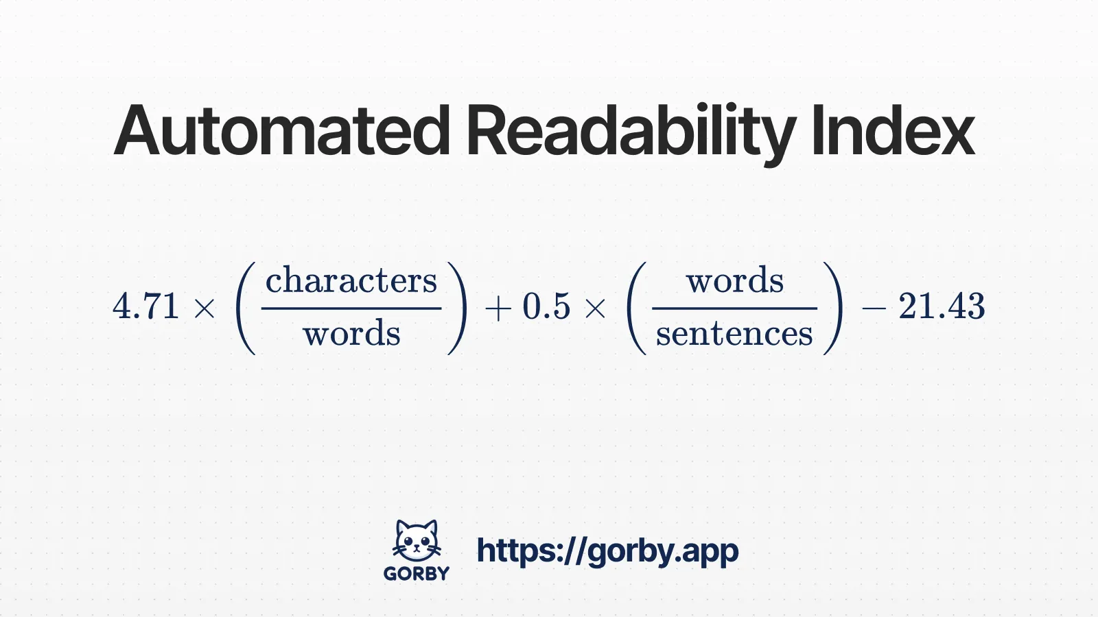 Automated Readability Index (ARI) Formula