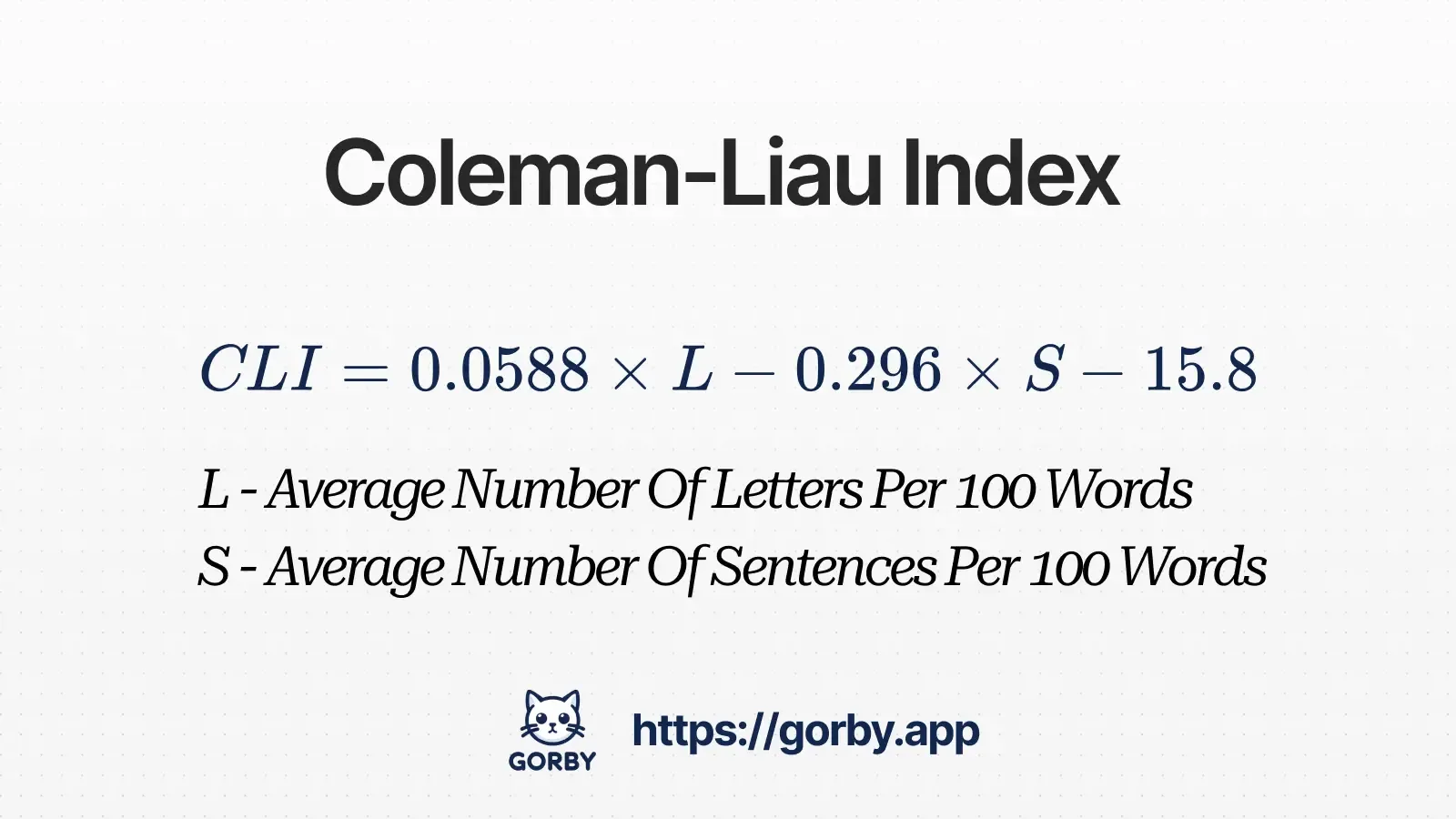 Coleman-Liau Index (CLI) Formula