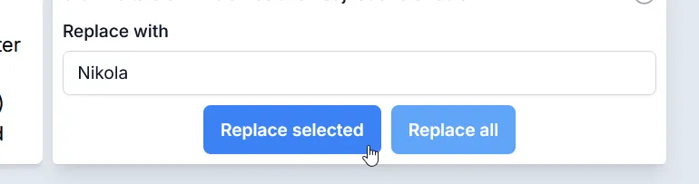 Screenshot of Replace Selected button