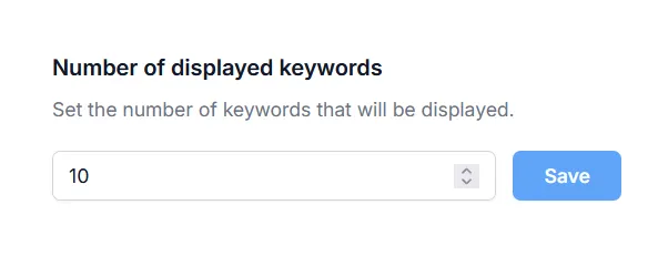 Screenshot of Number of Displayed Keywords