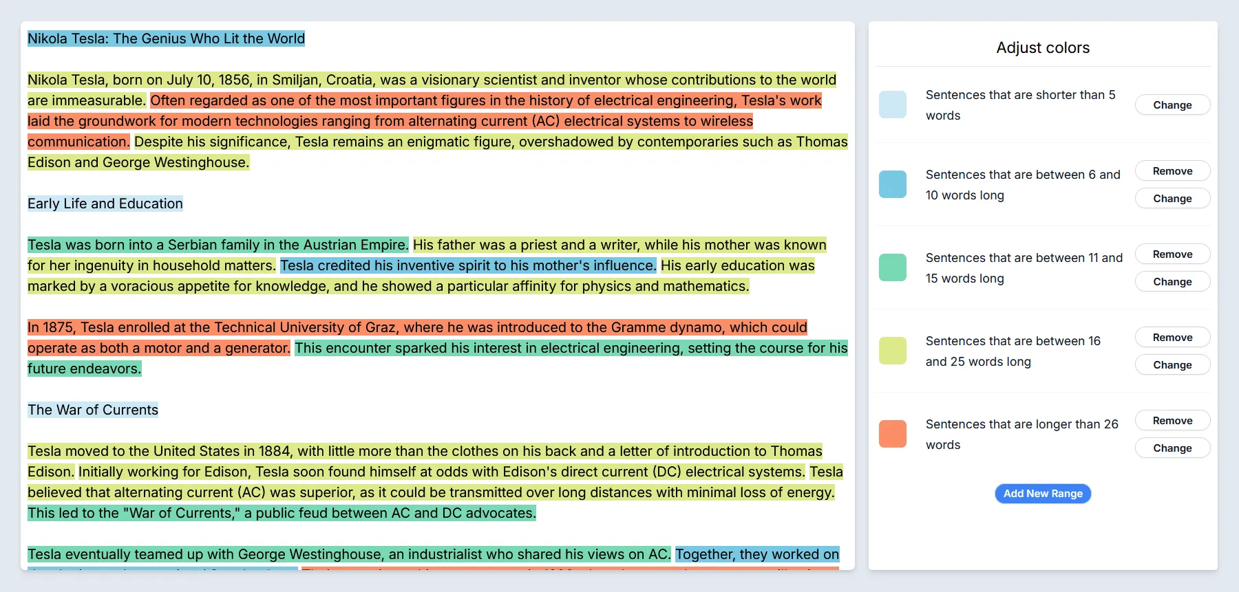 Screenshot of Sentence Highlighter Feature